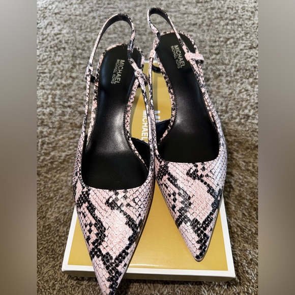 Michael Kors Alora Snake Embossed Leather Slingback Pump - Picture 3 of 7